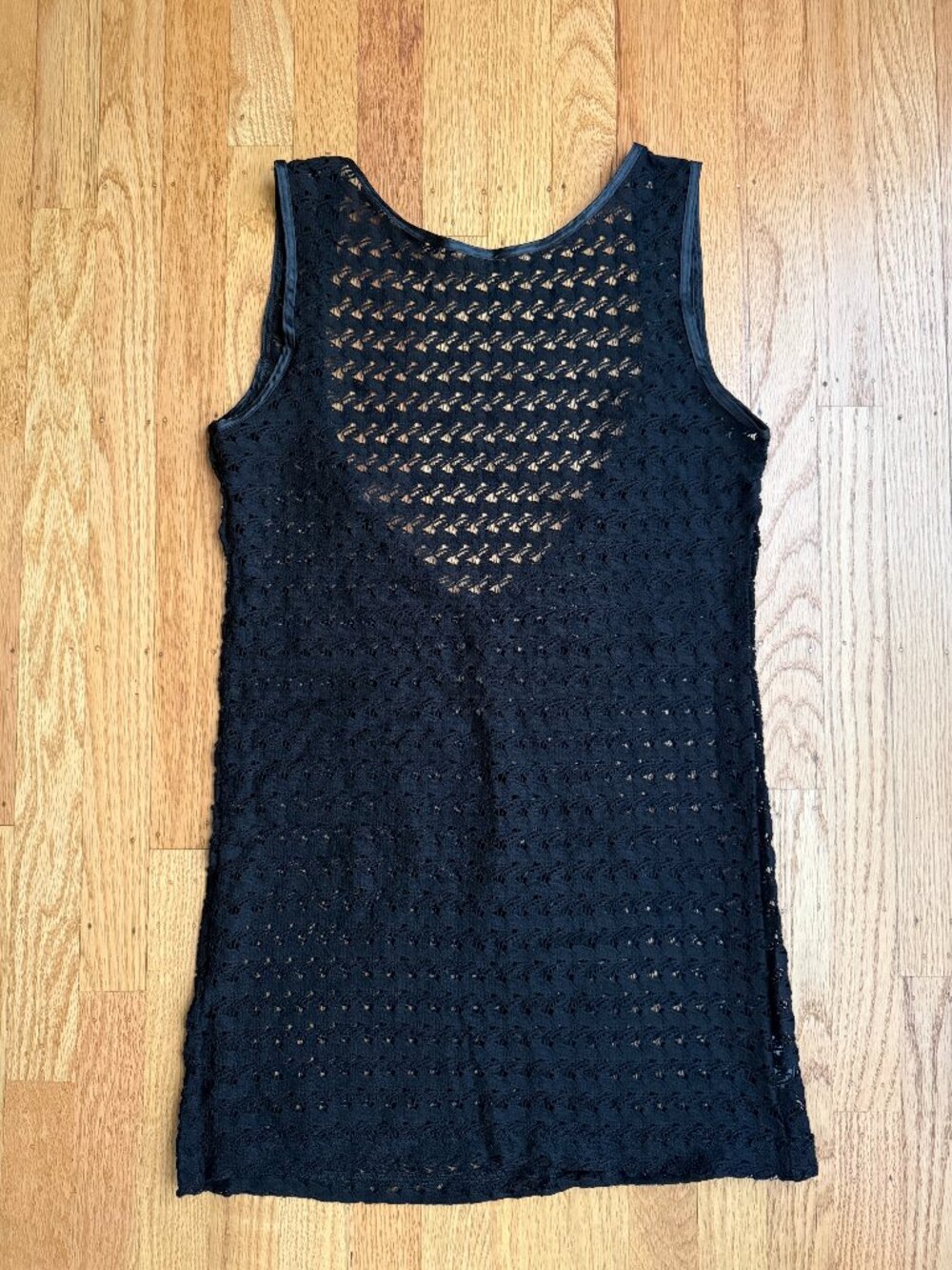 American Apparel Black Sheer Mesh Lace Swim Cover Up - Picture 2 of 8